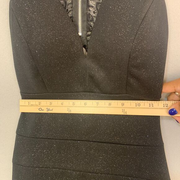 Emerald Sundae Black Glitter Lace Inset Strappy Bodycon Cocktail Dress Medium - Picture 8 of 10